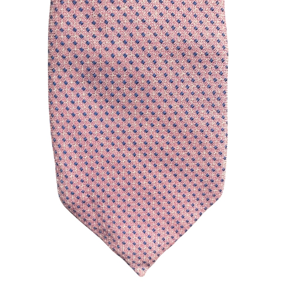 Nautica Mens Silk Necktie Pink Blue Geometric Micro Dot Pattern Classic Tie